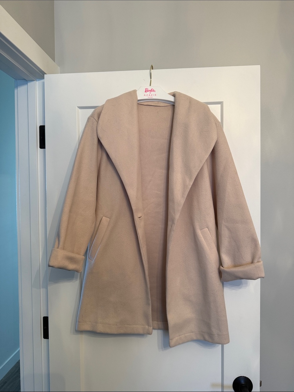 Light Beige Open-Front Coat/shacket